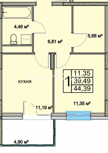 44,4 м², 1-комнатная квартира 3 995 100 ₽ - изображение 46