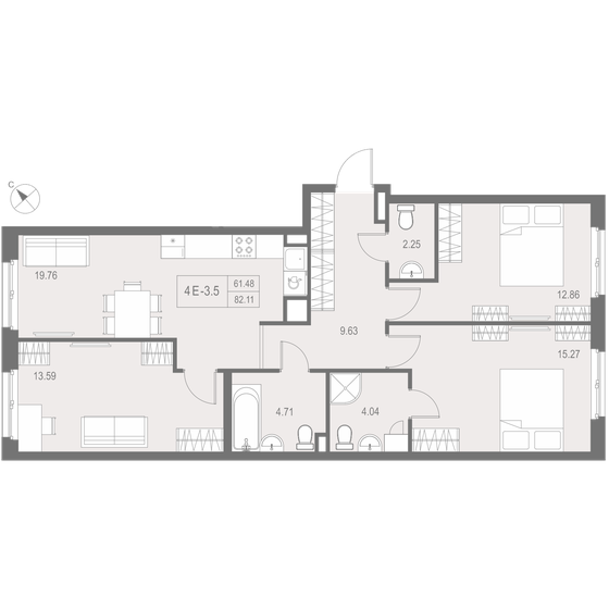 82,1 м², 3-комнатные апартаменты 12 866 965 ₽ - изображение 1