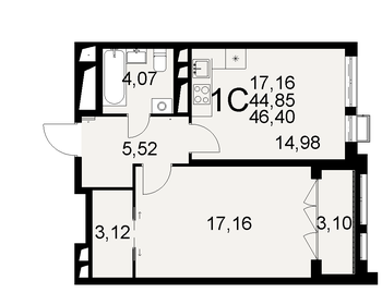 46,4 м², 1-комнатная квартира 7 300 000 ₽ - изображение 20