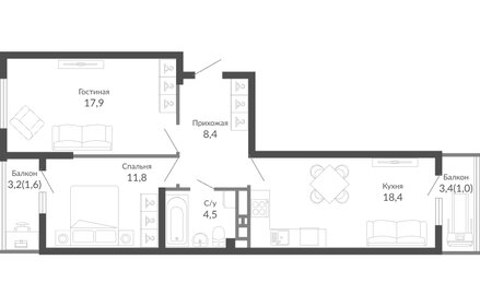 66,9 м², 2-комнатная квартира 21 777 000 ₽ - изображение 88