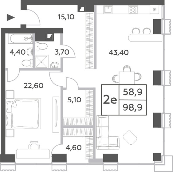 98,9 м², 2-комнатная квартира 53 351 088 ₽ - изображение 1