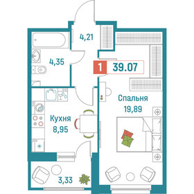 40,6 м², 1-комнатная квартира 7 000 000 ₽ - изображение 94