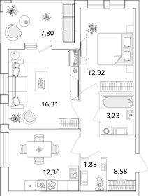 59,1 м², 2-комнатная квартира 13 485 689 ₽ - изображение 13