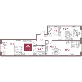 Квартира 85,5 м², 3-комнатная - изображение 1