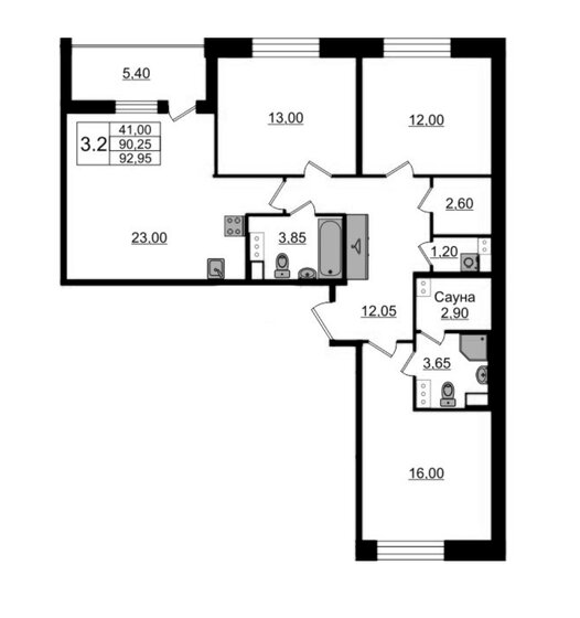 92,3 м², 3-комнатная квартира 7 950 000 ₽ - изображение 1