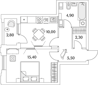 39,5 м², 1-комнатная квартира 10 107 733 ₽ - изображение 9