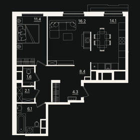 61,4 м², 2-комнатная квартира 17 000 000 ₽ - изображение 7