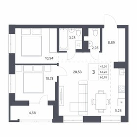 55,5 м², 2-комнатная квартира 7 250 000 ₽ - изображение 76