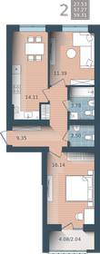 57 м², 2-комнатная квартира 8 650 000 ₽ - изображение 47