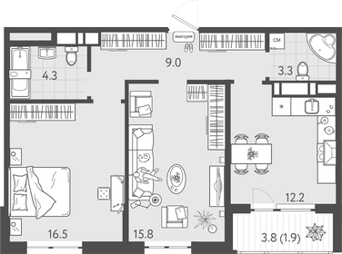 63,5 м², 2-комнатная квартира 13 000 000 ₽ - изображение 47