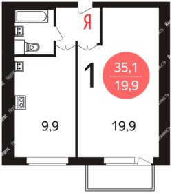 34 м², 1-комнатная квартира 18 500 000 ₽ - изображение 62