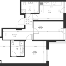 Квартира 67,1 м², 2-комнатная - изображение 2