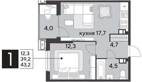 43,2 м², 1-комнатная квартира 8 527 680 ₽ - изображение 42