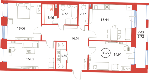 92,6 м², 3-комнатная квартира 27 515 000 ₽ - изображение 79