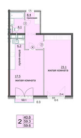 Квартира 59,6 м², 2-комнатная - изображение 1