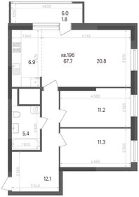 Квартира 67,7 м², 3-комнатная - изображение 1