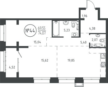 Квартира 73,4 м², 2-комнатная - изображение 1