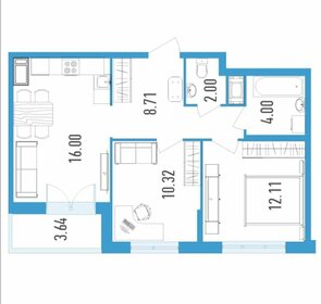 Квартира 53,8 м², 2-комнатная - изображение 1