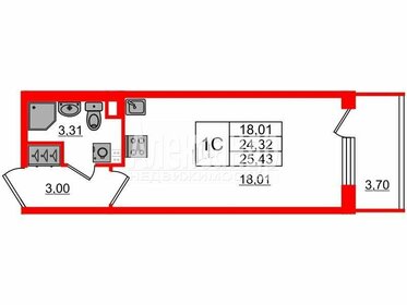 24,6 м², квартира-студия 4 970 000 ₽ - изображение 11