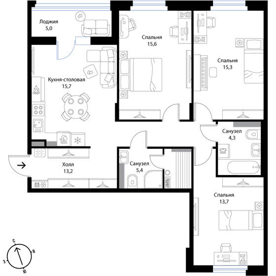 85,7 м², 4-комнатная квартира 15 920 607 ₽ - изображение 1