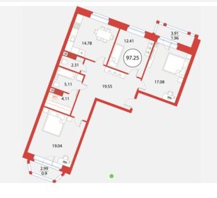 Квартира 97,3 м², 3-комнатная - изображение 1