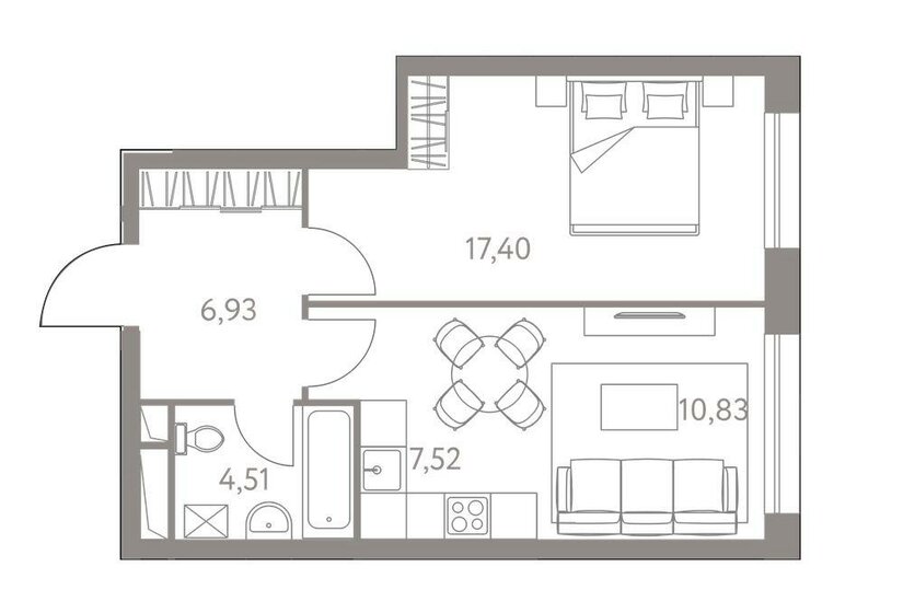 47 м², 1-комнатная квартира 18 999 000 ₽ - изображение 1