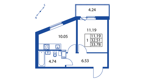 34 м², 1-комнатная квартира 5 770 800 ₽ - изображение 60