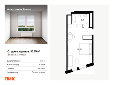 Квартира 32,2 м², студия - изображение 1