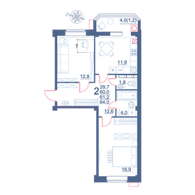 62 м², 2-комнатная квартира 8 200 000 ₽ - изображение 39