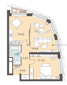 Квартира 63,6 м², 2-комнатная - изображение 1