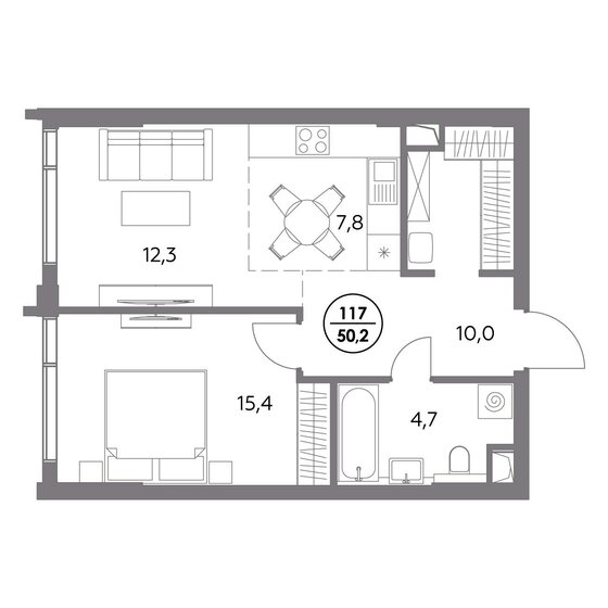50,2 м², 1-комнатная квартира 21 335 000 ₽ - изображение 10