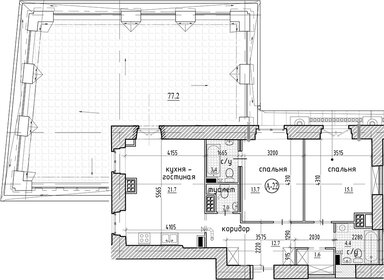 Квартира 151,8 м², 2-комнатная - изображение 2