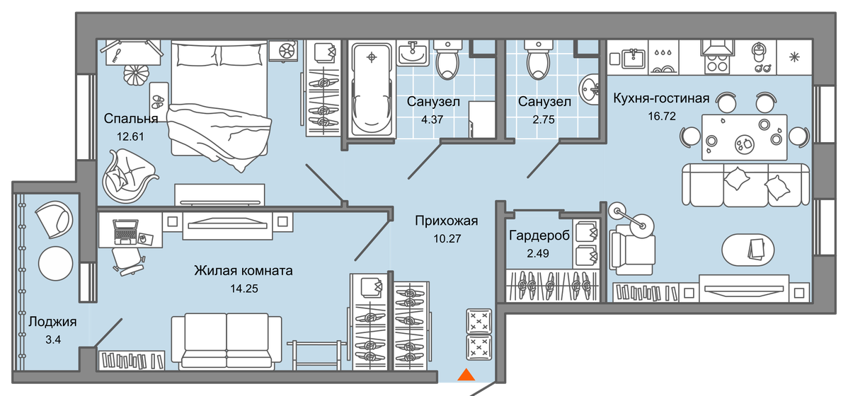 65 м², 3-комнатная квартира 5 558 148 ₽ - изображение 1