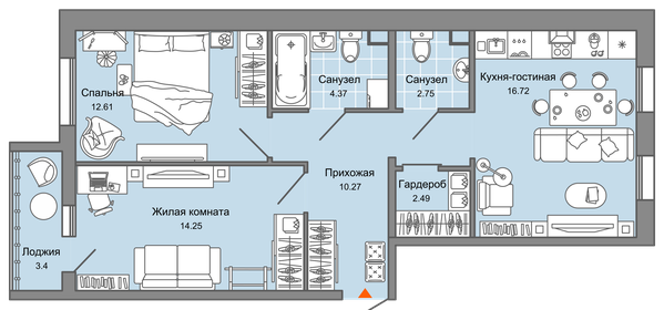 64 м², 3-комнатная квартира 6 209 545 ₽ - изображение 22