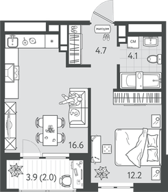 41,1 м², 1-комнатная квартира 12 330 000 ₽ - изображение 18