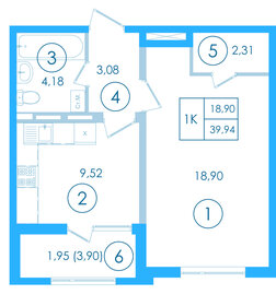 40,3 м², 1-комнатная квартира 7 800 000 ₽ - изображение 35