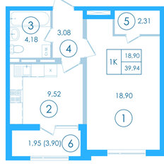 Квартира 39,9 м², 1-комнатная - изображение 2