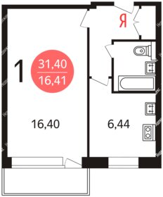 Квартира 31,4 м², студия - изображение 1