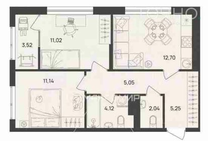 Квартира 54,8 м², 2-комнатная - изображение 1