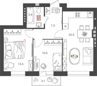 65,1 м², 2-комнатная квартира 7 350 000 ₽ - изображение 124