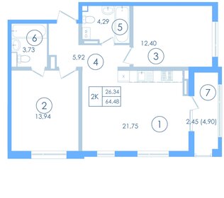 74,5 м², 2-комнатная квартира 12 000 000 ₽ - изображение 56