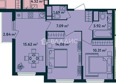 Квартира 54,1 м², 2-комнатная - изображение 1