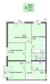 Квартира 75,1 м², 3-комнатная - изображение 1