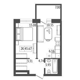 Квартира 45,7 м², 2-комнатная - изображение 2