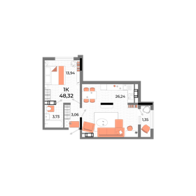 50,2 м², 1-комнатная квартира 6 800 000 ₽ - изображение 58
