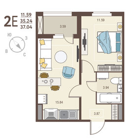 Квартира 37 м², 1-комнатная - изображение 1