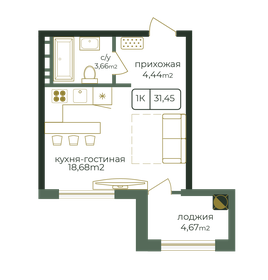 Квартира 31,5 м², студия - изображение 1