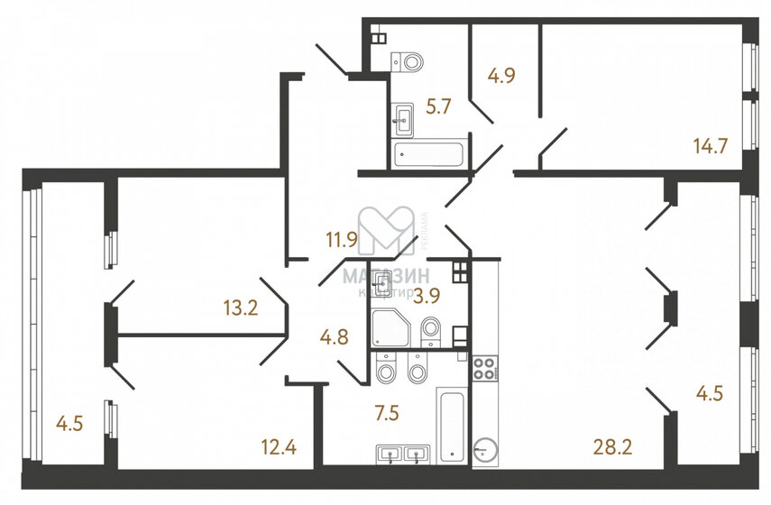 107 м², 4-комнатная квартира 42 586 000 ₽ - изображение 1
