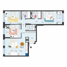 Квартира 92,5 м², 3-комнатная - изображение 1