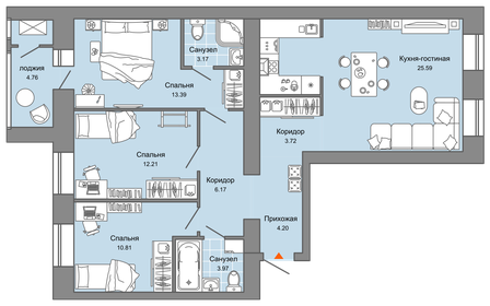 84 м², 4-комнатная квартира 8 751 875 ₽ - изображение 11